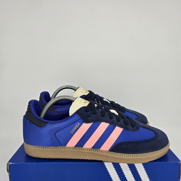 New adidas Samba OG 'Lucid Blue Night Indigo Satin' Women's Shoes Size 7 - Picture 3 of 8